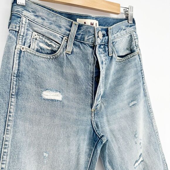 AMO Destroyed Loverboy Jeans Cropped Straight Distressed Retro Wash Women's 25 - Picture 3 of 12